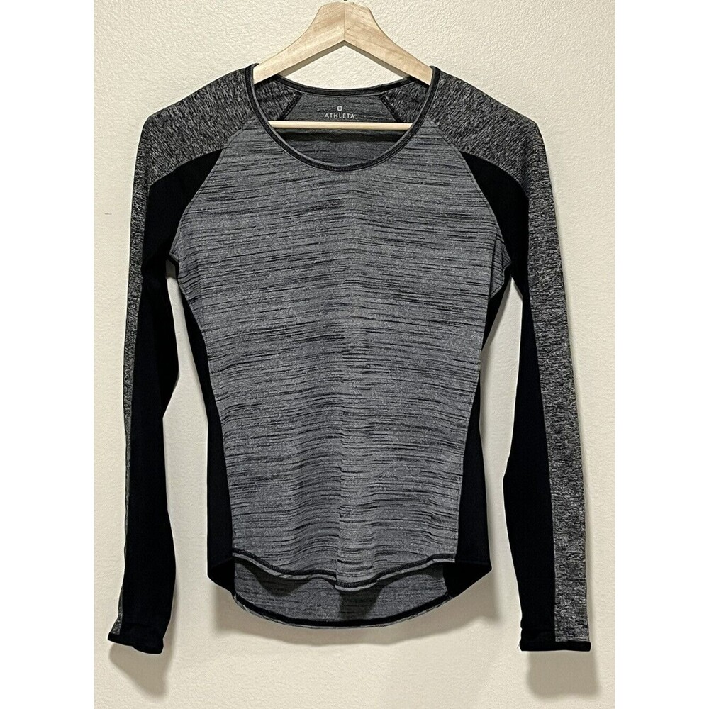 Athleta Running Wild Crew Long Sleeve Athletic Top Thumbholes Medium Black